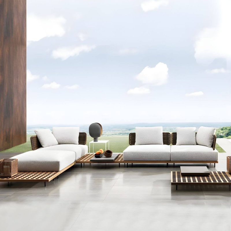 "Modern Wicker/Rattan Sofa with Waterproof Gray Upholstery and Cushions - 37"L x 37"W x 27"H 1-Seater Sofa"