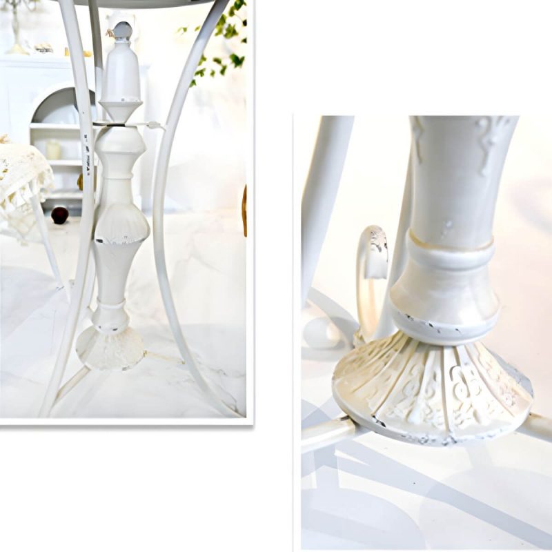 "White Patio Table Metal Contemporary Style Water Resistant in Round Shape - Table Only 31"L x 31"W x 31"H"