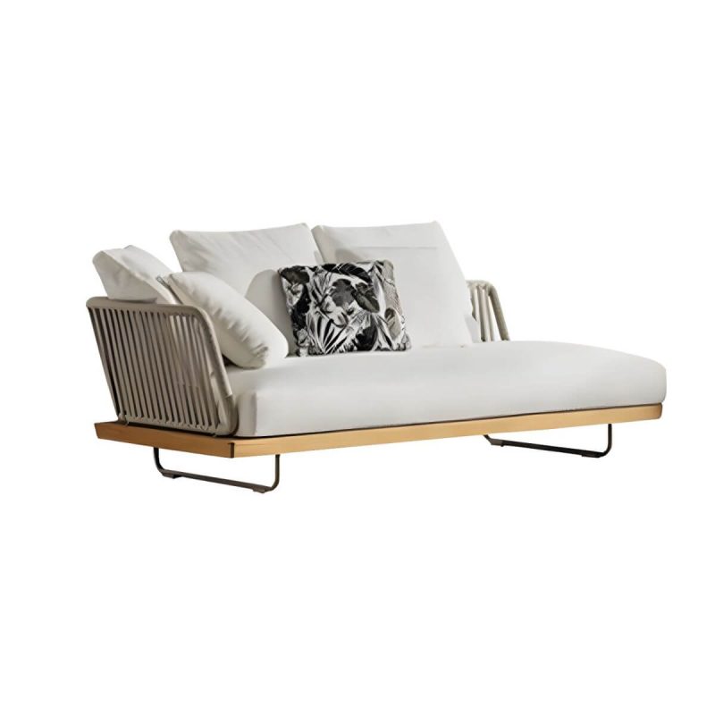 "Contemporary Water Resistant Solid Wood Patio Sofa with Cushions - Left Corner Sofa"