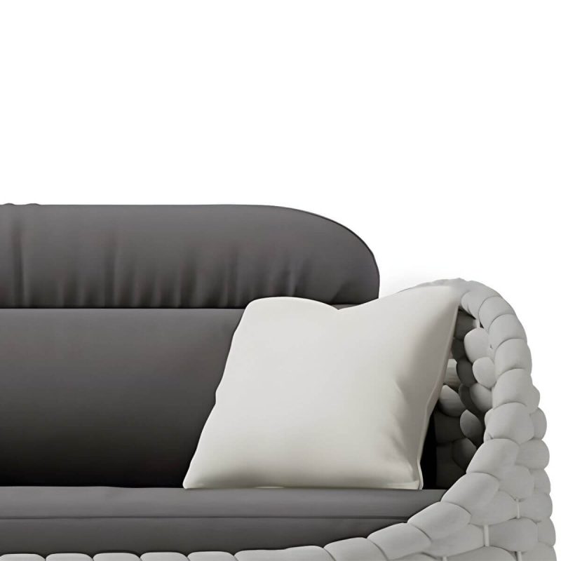 "Modular Gray Metal Modern Sofa with Upholstered Cushions for Versatile Outdoor Seating - 33.5"L x 33.5"W x 27.56"H"