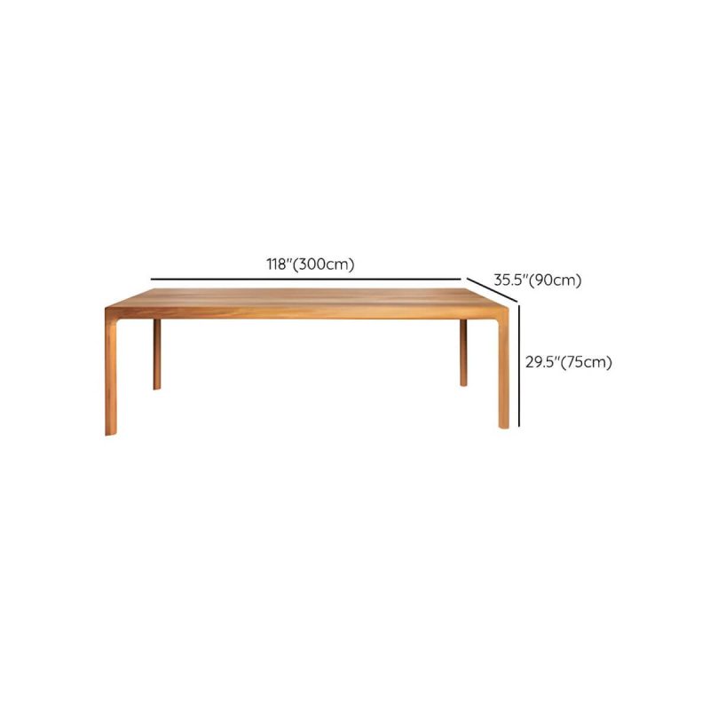 "Dimension of Teak Wood Dining Table Modern Outdoor Water Resistant Patio Table - Table Only 118.1"L x 35.4"W x 29.5"H"