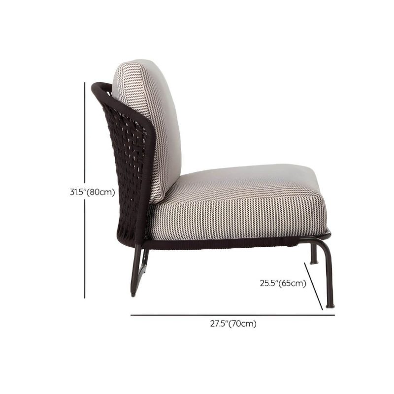"Dimension of Tropical Outdoor Chair with Removable Water Repellent Finish Cushion - 26"L x 28"W x 31"H Armless 1 Piece"