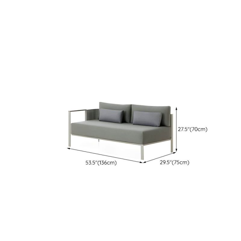 "Dimension of Stainless Steel Frame Outdoor Sofa Industrial Water Resistant Patio Sofa with Cushion - Right Armrest Double Seat"