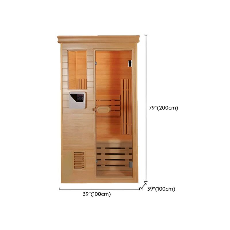 "Dimension of Luxury Wood FAR Infrared Sauna with LED Lighting and Control Panel - 39.4"L x 39.4"W x 78.7"H"