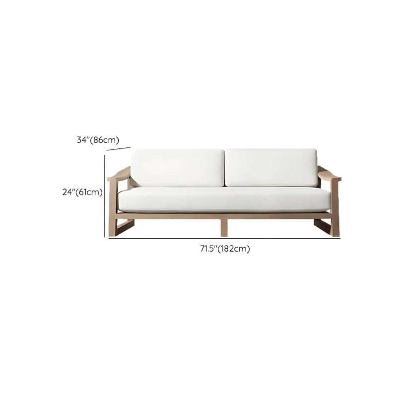 "Dimension of Modern White Wood Sofa - Waterproof and UV Resistant with Cushions - 2-Seater Sofa"