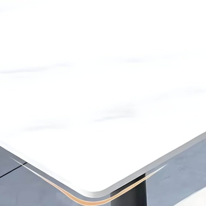 "White Stone Rectangular Patio Dining Table without Umbrella Hole - Table Only 70.9"L x 31.5"W x 29.5"H"