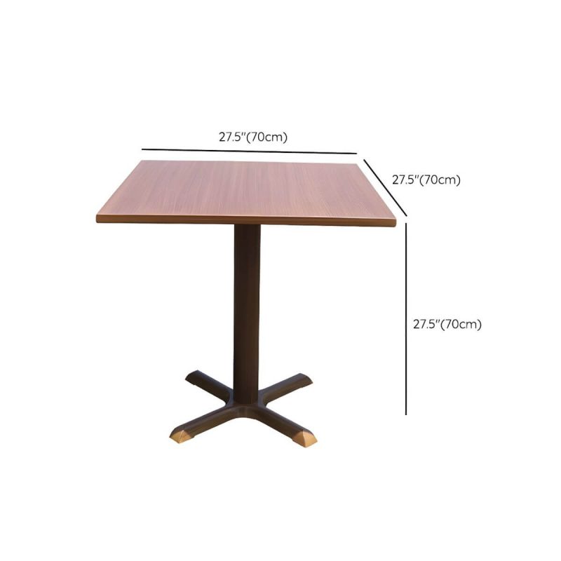 "Dimension of Modern Geometric Waterproof Courtyard Table Metal Base Outdoor Table - Table Only Square Wood Color 27.6"L x 27.6"W x 27.6"H"