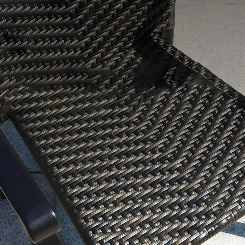 "Contemporary Glass Dining Table Set with Black Woven Chairs for Courtyard - Clear Table & Chair(s) 6 50"L x 31"W x 28"H"