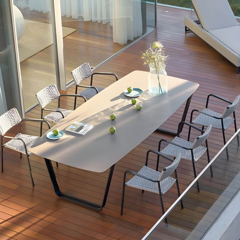 "Contemporary Aluminum Frame Water Repellent Patio Dining Chair with Arm - 6 Piece Set"