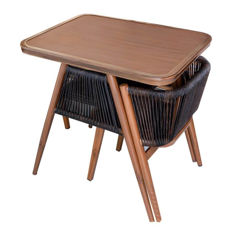 "Contemporary Wood Dining Table Set with 4 Legs Chairs for Courtyard - Table & Chair(s) 47"L x 22"W x 29.5"H 2 Wood Color"