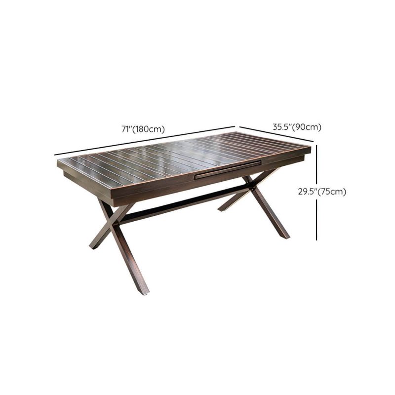 "Dimension of Traditional Style Patio Table Metal Scratch Resistant Patio Table - 70.9"L x 35.4"W x 29.5"H Table Only"
