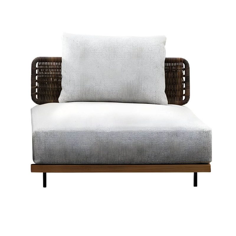 "Modern Wicker/Rattan Sofa with Waterproof Gray Upholstery and Cushions - 37"L x 37"W x 27"H 1-Seater Sofa"