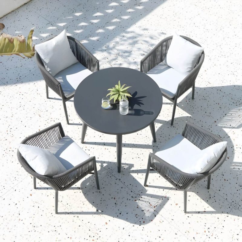 "Tropical Style Metallic Patio Chair Antique Finish with Cushions - 1 Piece"
