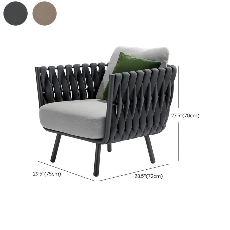 "Dimension of Gray Metal Framed Modern Sofa with White Upholstery and Cushions - Grey 1-Seater Sofa"