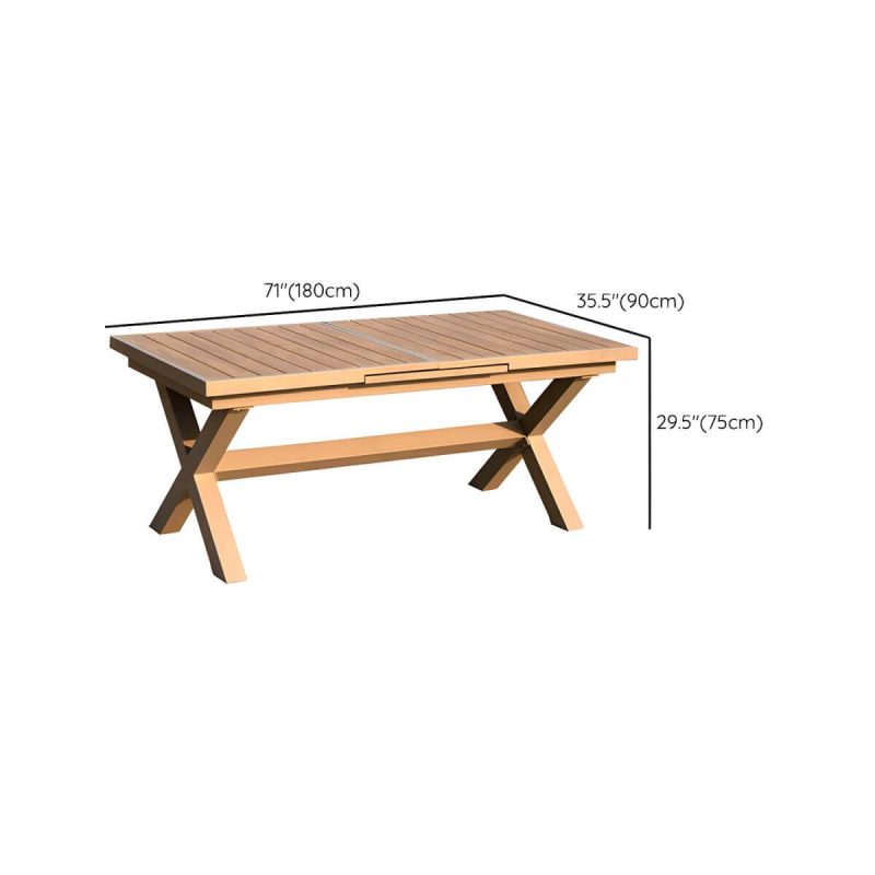 "Dimension of Contemporary Style Wood Natural Patio Table Rectangle Shape for Outdoor - Table Only 70.9"L x 35.4"W x 29.5"H Natural Finish"