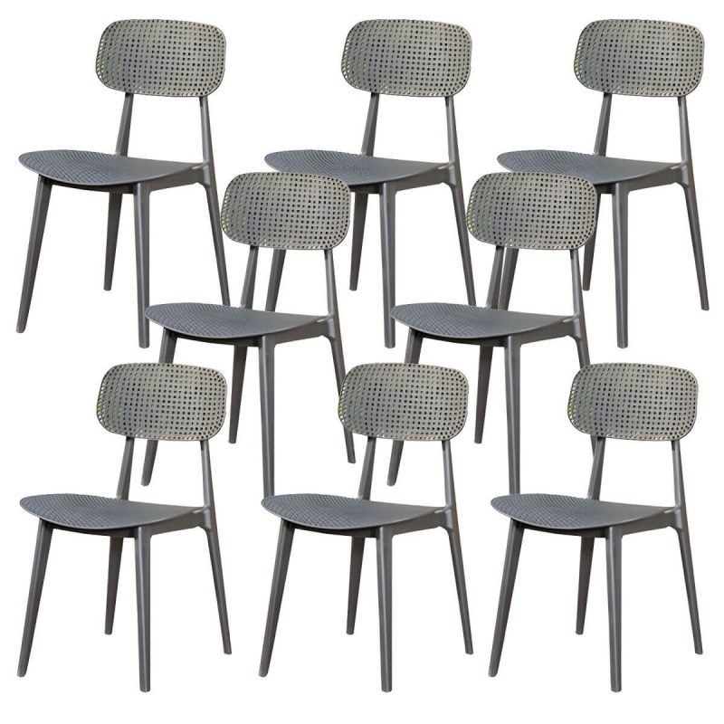 "Stacking Dining Armchair Contemporary Plastic Patio Arm Chair - 15"L x 20"W x 31"H 8 Piece Set"