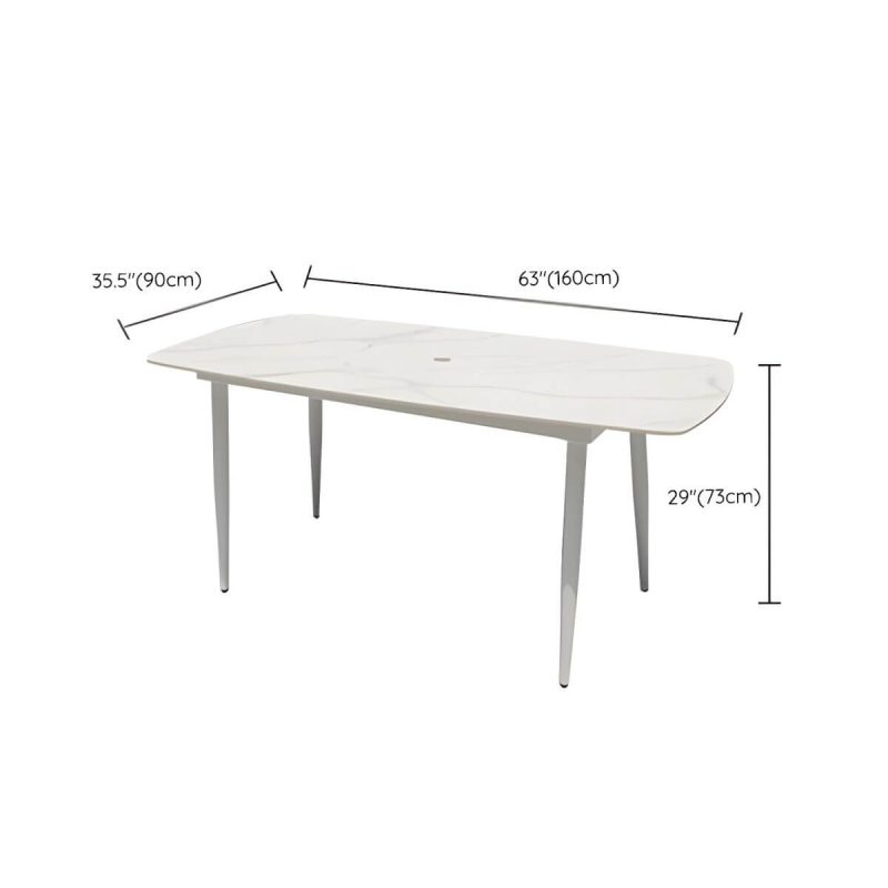 "Dimension of Weatherproof Outdoor Aluminum Dining Set with Stackable Chairs and Modern Design - Table & Chair(s) 63"L x 35"W x 29"H 4"