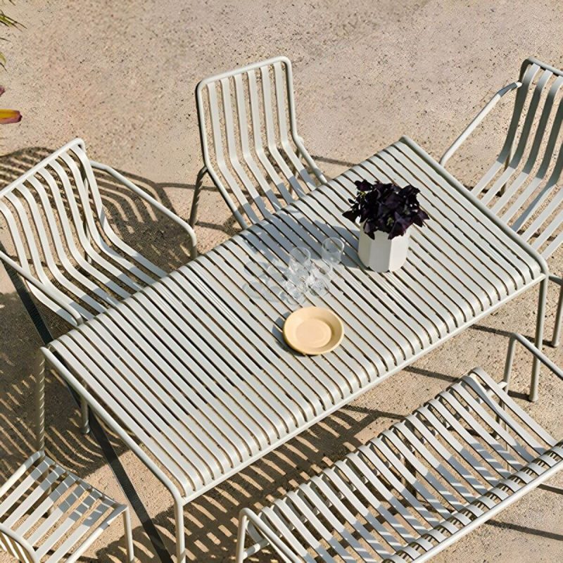 "Grey Metal Patio Table Contemporary Style Water Resistant for Outdoors - Table Only 23.6"L x 23.6"W x 29.5"H Round"