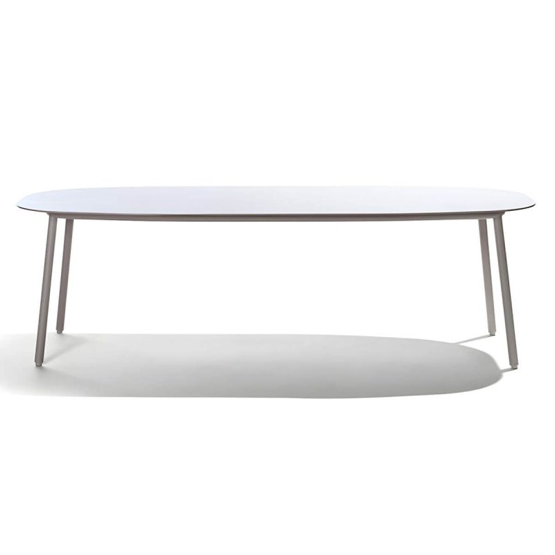 "Industrial Oval Stone Dining Table Metal Legs Dining Table for Outdoor - 63"L x 35.4"W x 29.5"H Table Only"