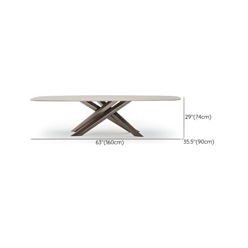 "Dimension of Grey Stone Top Metal Frame Patio Dining Table without Umbrella Hole - 63"L x 35.5"W x 29.1"H Table Only"