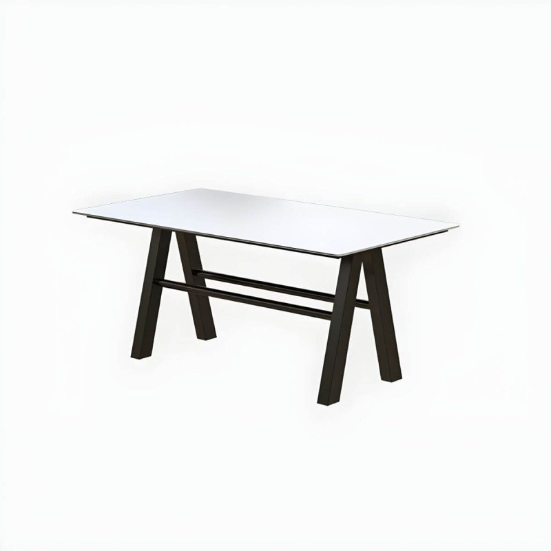 "White Stone Rectangular Patio Dining Table without Umbrella Hole - Table Only 55.1"L x 31.5"W x 29.5"H"