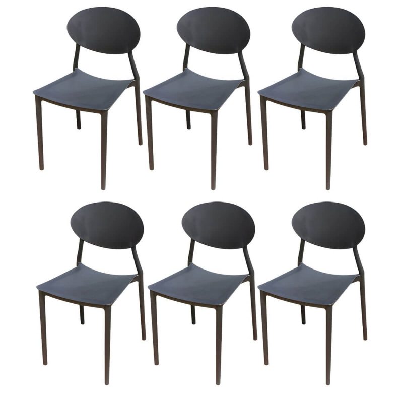 "Stacking Dining Armchair Contemporary Plastic Patio Arm Chair - 15"L x 18"W x 33"H 6 Piece Set"