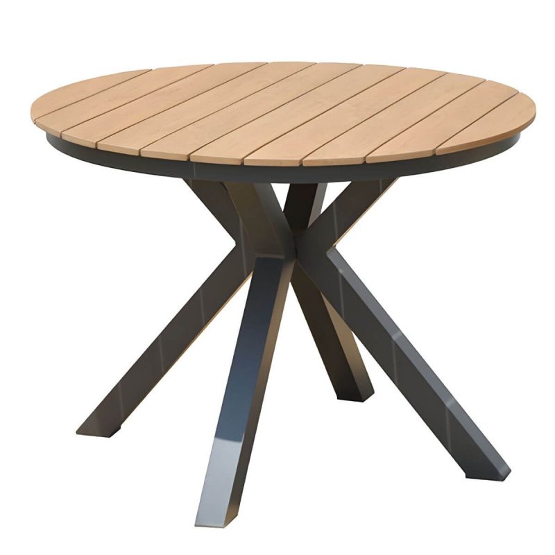 "Modern Artificial Wood Courtyard Table Geometric Outdoor Table - Table Only 39.4"L x 39.4"W x 29.1"H Round"