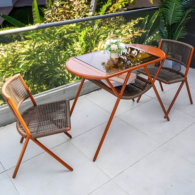"Modern Ellipse Shape Courtyard Table Aluminium Wood Grain Outdoor Table - Table Only Clear"