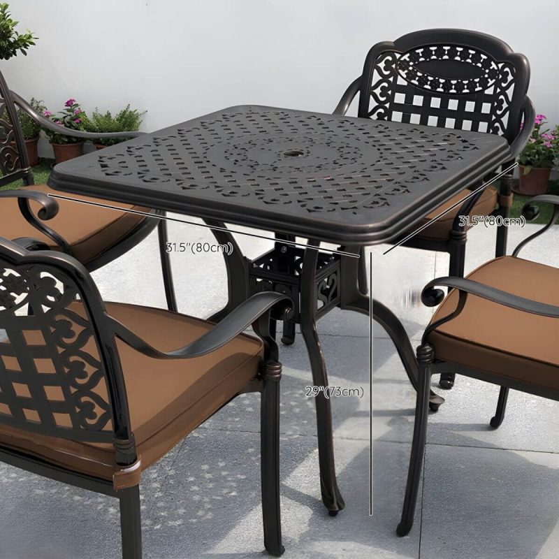 "Dimension of Aluminum Outdoor Patio Table Industrial UV Resistant Patio Table - Table Only 31.5"L x 31.5"W x 28.7"H Textured Black"