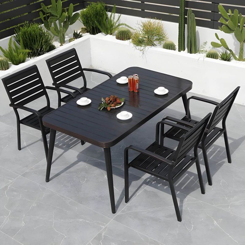 "Modern Aluminium Waterproof Courtyard Table Geometric Outdoor Table - Table Only 35.4"L x 35.4"W x 28.7"H"