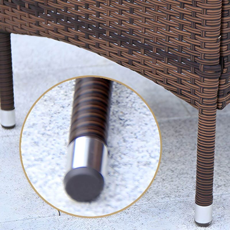 "Industrial Rattan Bistro Table Outdoor Metal Frame Patio Table - Table Only 35.4"L x 35.4"W x 29.5"H Round"