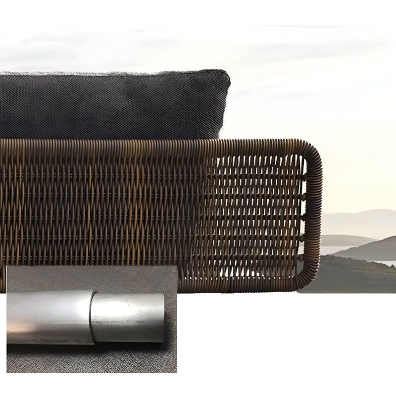 "Modern Wicker Outdoor Loveseat Water Resistant Outdoor Patio Sofa - Corner Sectional Round Teak"