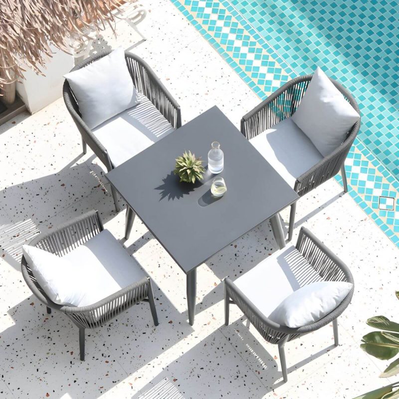 "Tropical Style Metallic Patio Chair Antique Finish with Cushions - 1 Piece"