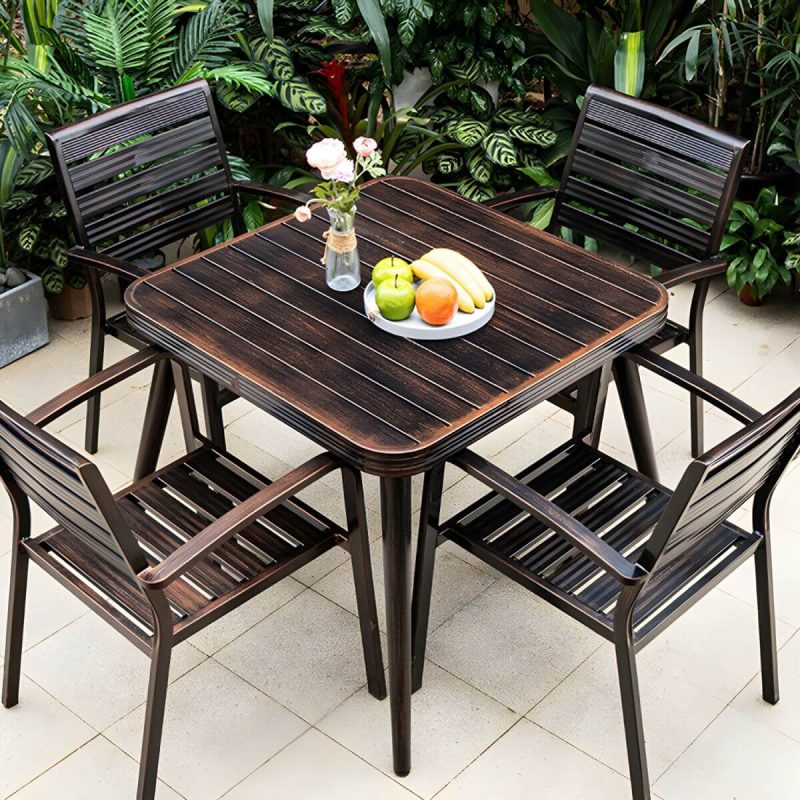 "Traditional Style Patio Table Metal Scratch Resistant Patio Table - 70.9"L x 35.4"W x 29.5"H Table Only"