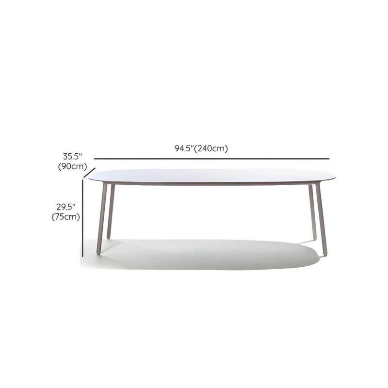 "Dimension of Industrial Oval Stone Dining Table Metal Legs Dining Table for Outdoor - 94.5"L x 35.4"W x 29.5"H Table Only"