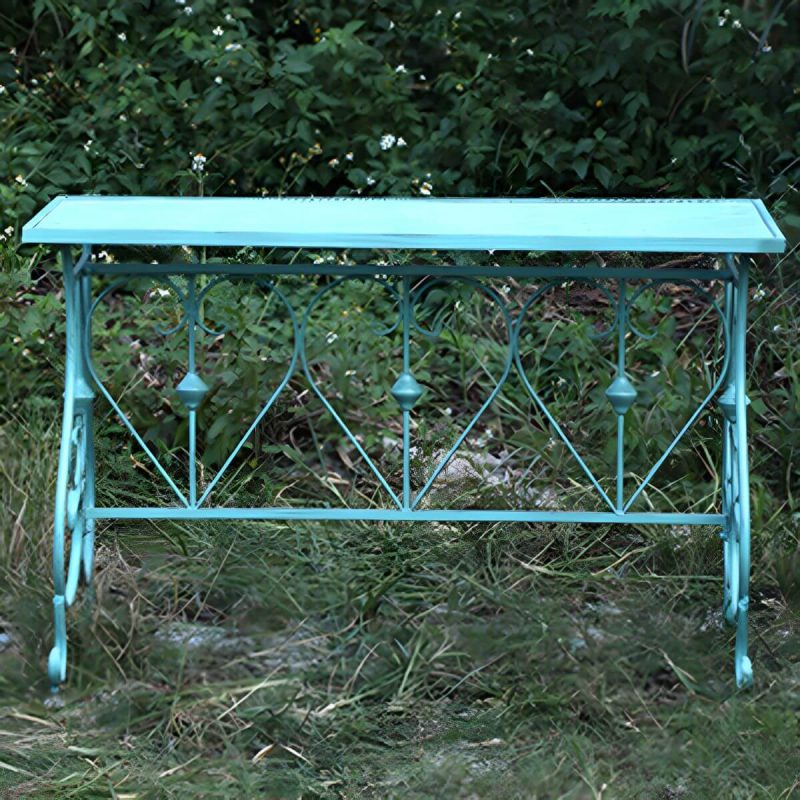 "Modern Green Waterproof Courtyard Table Iron Rectangle Outdoor Table - Table Only"