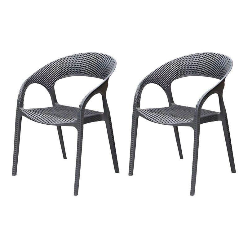 "Stacking Dining Armchair Contemporary Plastic Patio Arm Chair - 22"L x 21"W x 33"H 2 Piece Set"