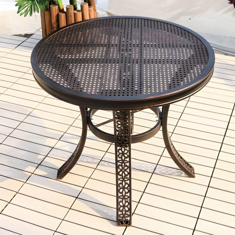 "Aluminum Outdoor Patio Table Industrial UV Resistant Patio Table - Table Only 31.5"L x 31.5"W x 28.3"H Brown"