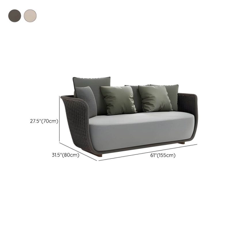 "Dimension of Scandinavian Linen Sofa with Cushions Water Resistant for Outdoor - Black 2-Seater Sofa"