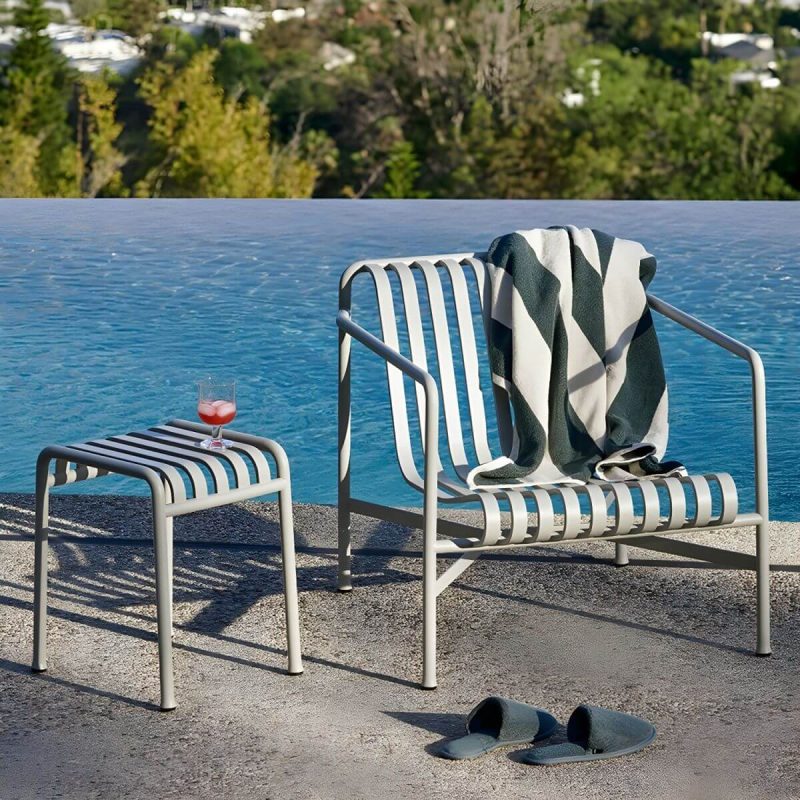 "Grey Metal Patio Table Contemporary Style Water Resistant for Outdoors - 63"L x 31.5"W x 29.5"H Rectangular Table Only"