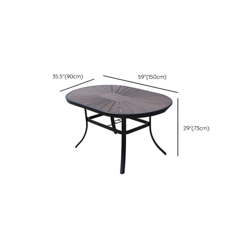 "Dimension of Contemporary Dining Table Set with Wooden Chair for Courtyard - Table & Chair(s) 59"L x 35"W x 29"H 6"