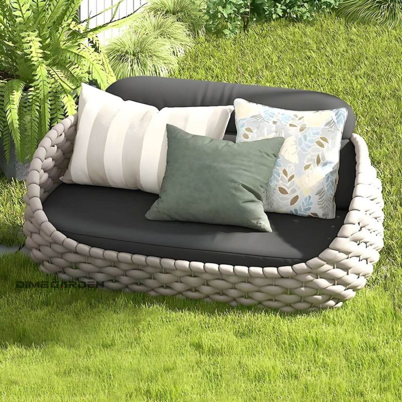 "Modular Gray Metal Modern Sofa with Upholstered Cushions for Versatile Outdoor Seating - 55"L x 33.5"W x 28"H"