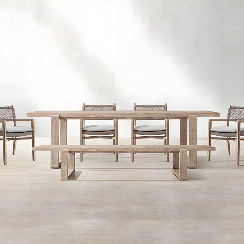 "Traditional Teak Natural Solid Wood Stacking Upholstered Outdoor Bistro Chairs - 4 Piece Set With Arms 45 Density Foam"