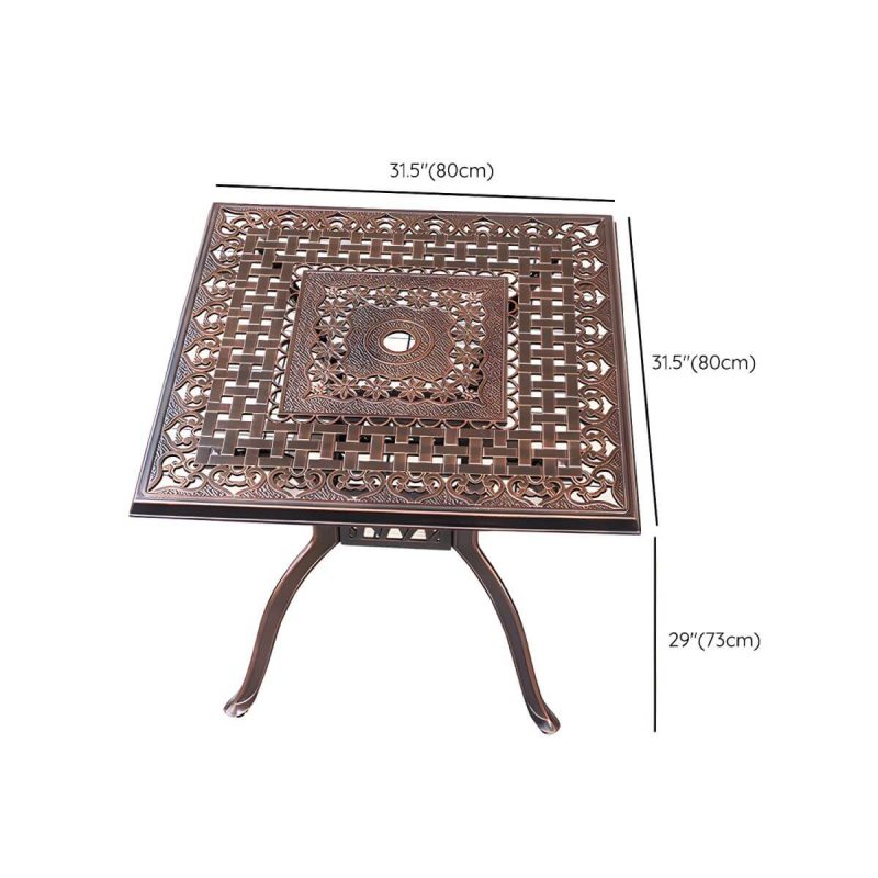 "Dimension of Aluminum Outdoor Patio Table Industrial UV Resistant Patio Table - Table Only 31.5"L x 31.5"W x 28.7"H Brown"