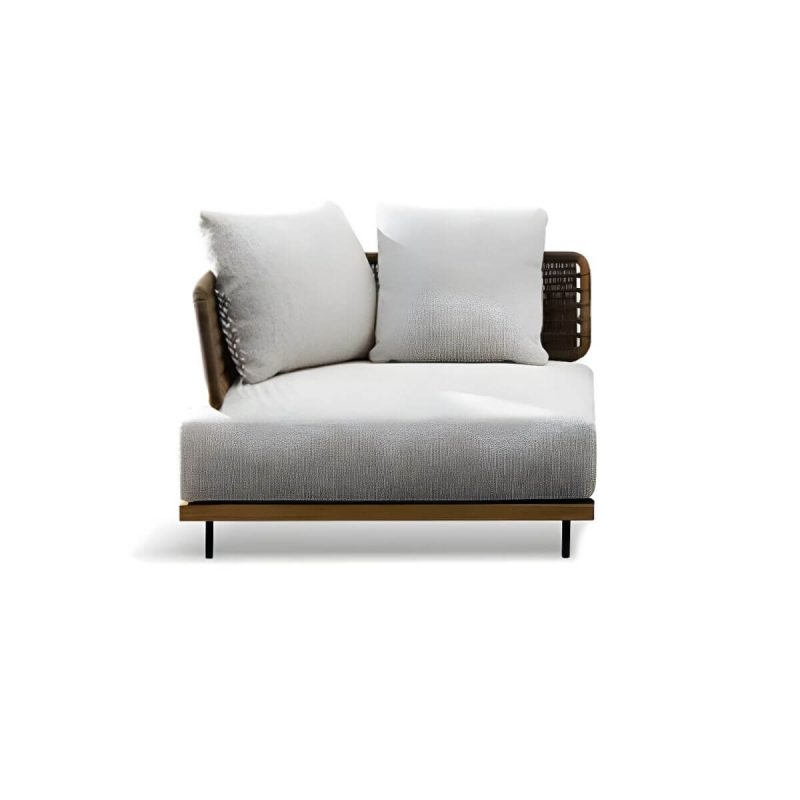 "Mildew Resistant Brown Metal Patio Sofa with Cushions and Pillows - Corner Sofa"