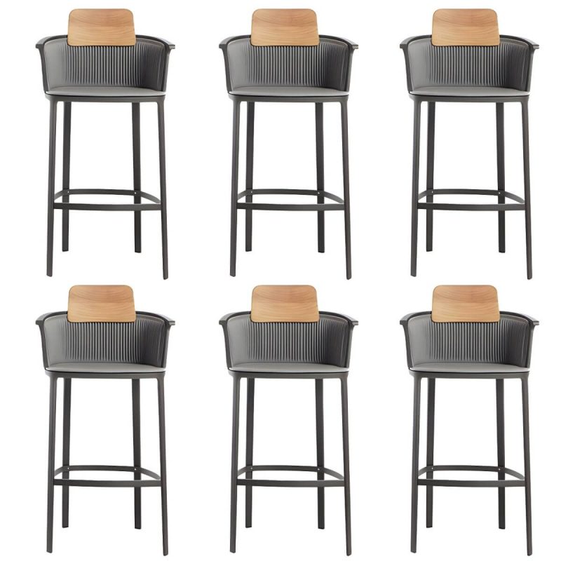 "Contemporary with Arm Dining Chairs Metal Patio Dining Side Chair - 6 Piece Set Aluminium Alloy"