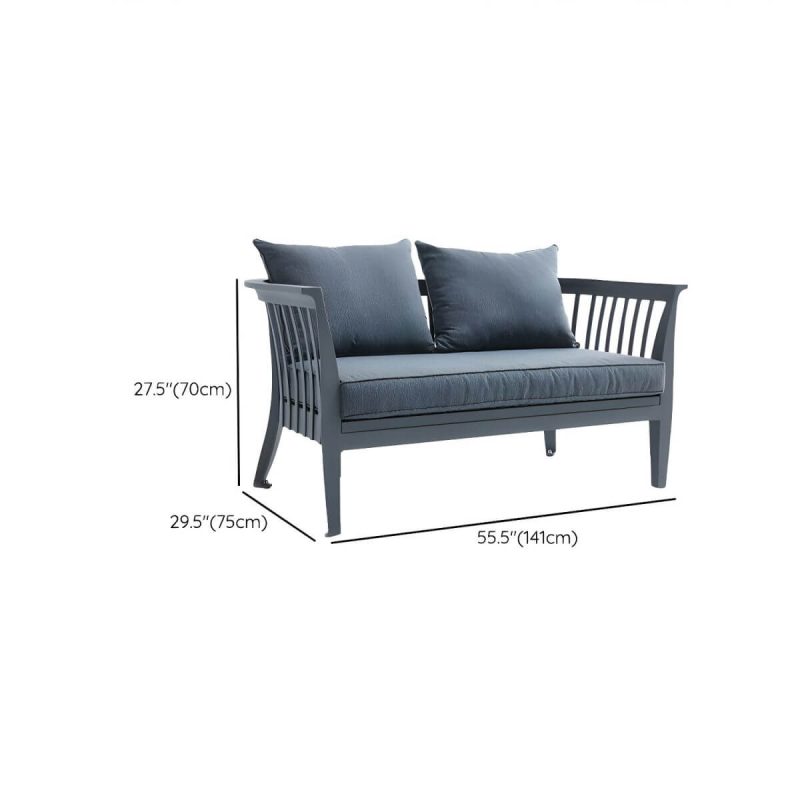 "Dimension of Gray Modern Aluminum Sofa with Cushions Water Resistant for Outdoor - 2-Seater Sofa"