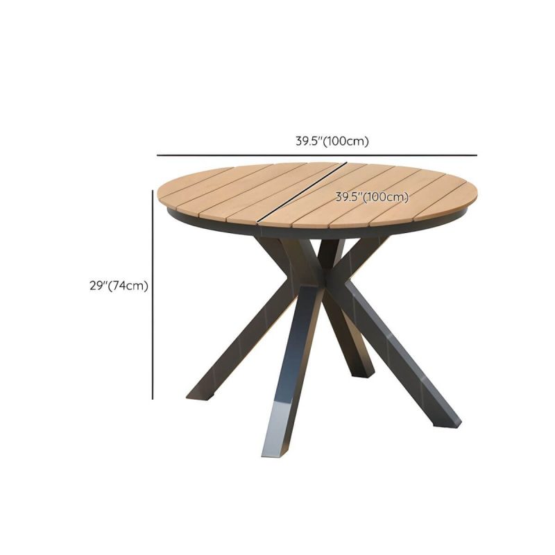 "Dimension of Modern Artificial Wood Courtyard Table Geometric Outdoor Table - Table Only 39.4"L x 39.4"W x 29.1"H Round"