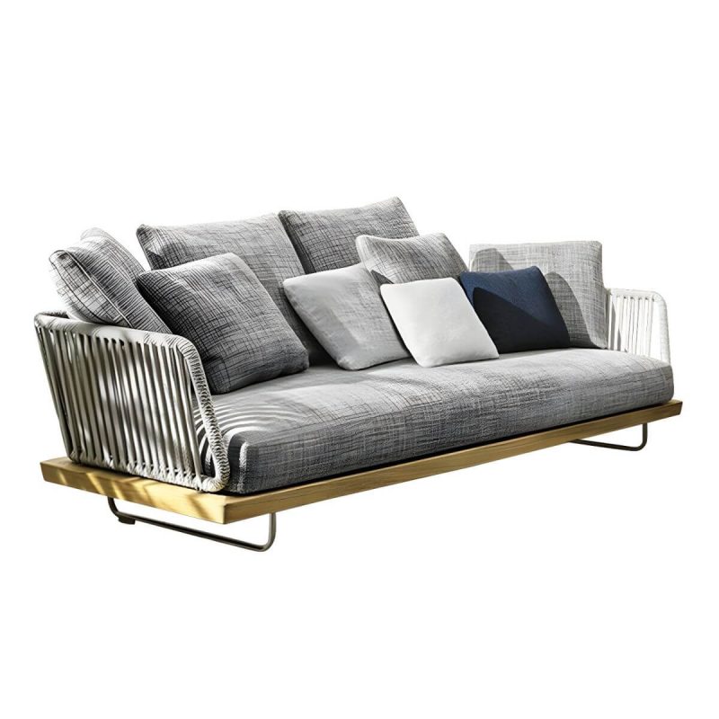 "Contemporary Water Resistant Solid Wood Patio Sofa with Cushions - Loveseat"