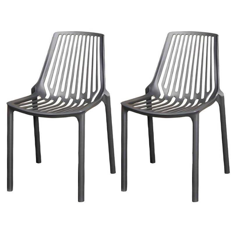 "Stacking Dining Armchair Contemporary Plastic Patio Arm Chair - 16"L x 19"W x 30"H 2 Piece Set"